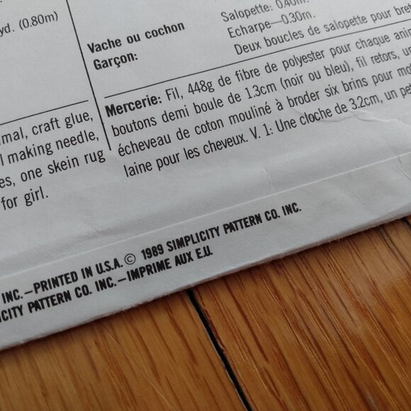 Vintage Cow Pig Dolls Clothes Sewing Pattern Country Farmhouse Decor - Picture 7 of 10